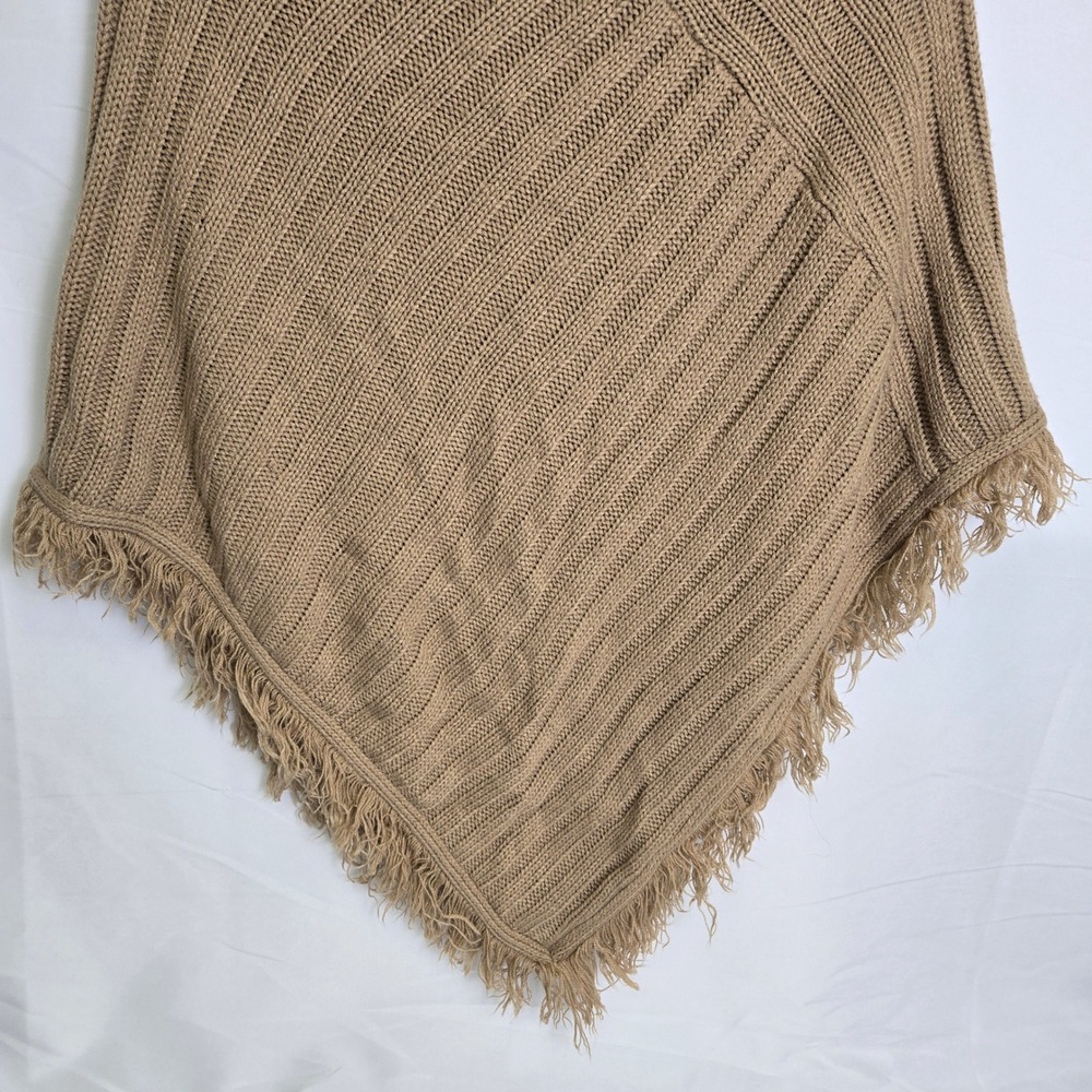 Vermont Country Store Cowl‎ Neck Knit Poncho Shawl, Tan Beige, Missy One Size - Picture 10 of 10